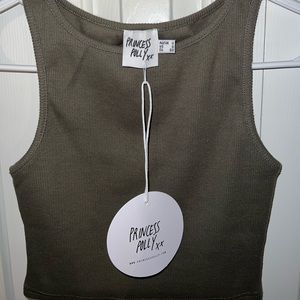 Army green cropped tank in a size 0